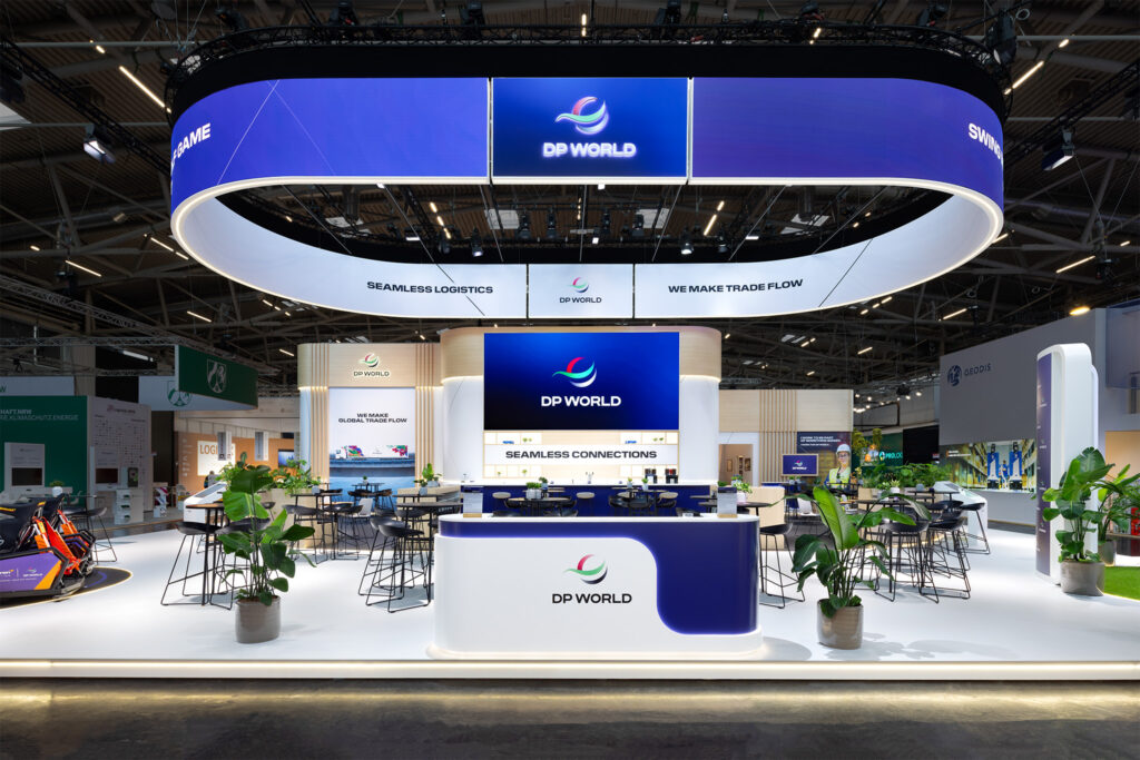 Raumtechnik Messestand für DP World auf der transport logistic 2025 in München