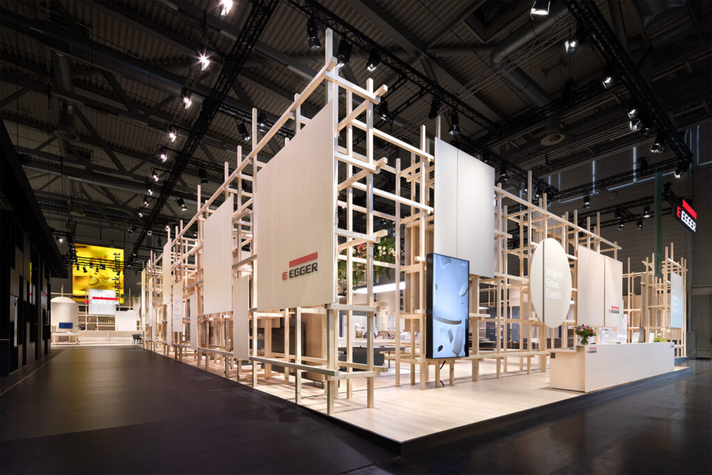Raumtechnik Messestand für Egger auf der Interzum 2025 in Köln
