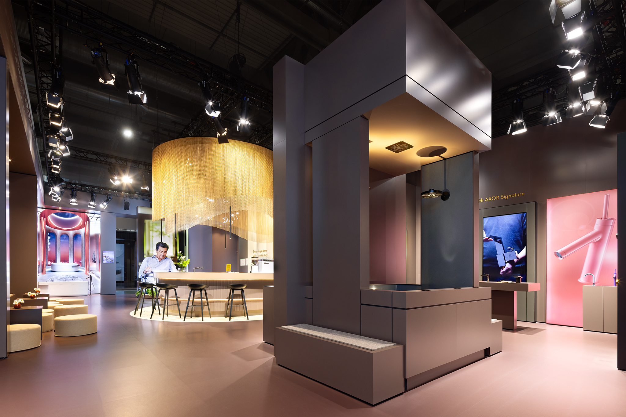 Raumtechnik Messestand für hansgrohe auf der Salone Internazionale del Bagno 2024 in Mailand