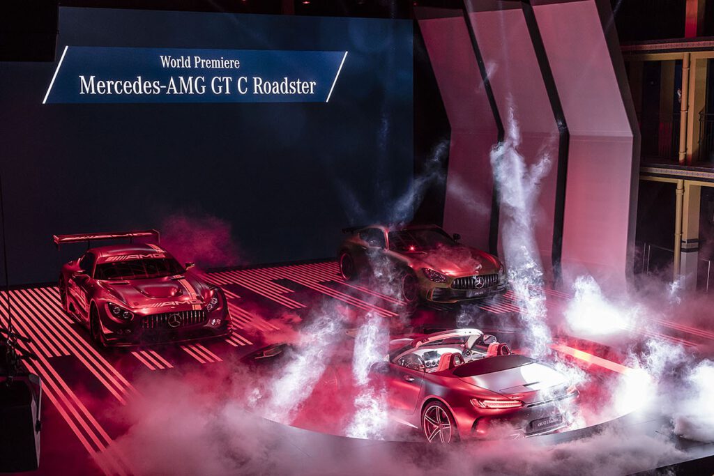 Raumtechnik Event Realisierung Fahrzeugpräsentation für Mercedes-Benz