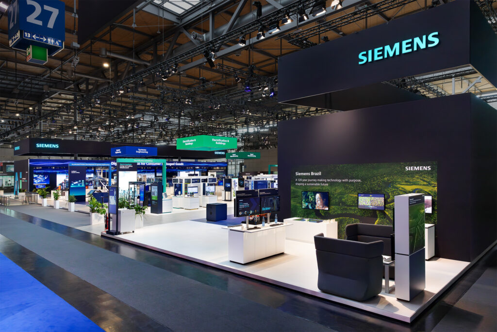 Raumtechnik Messestandbau für Siemens auf der HMI 2026 in Hannover