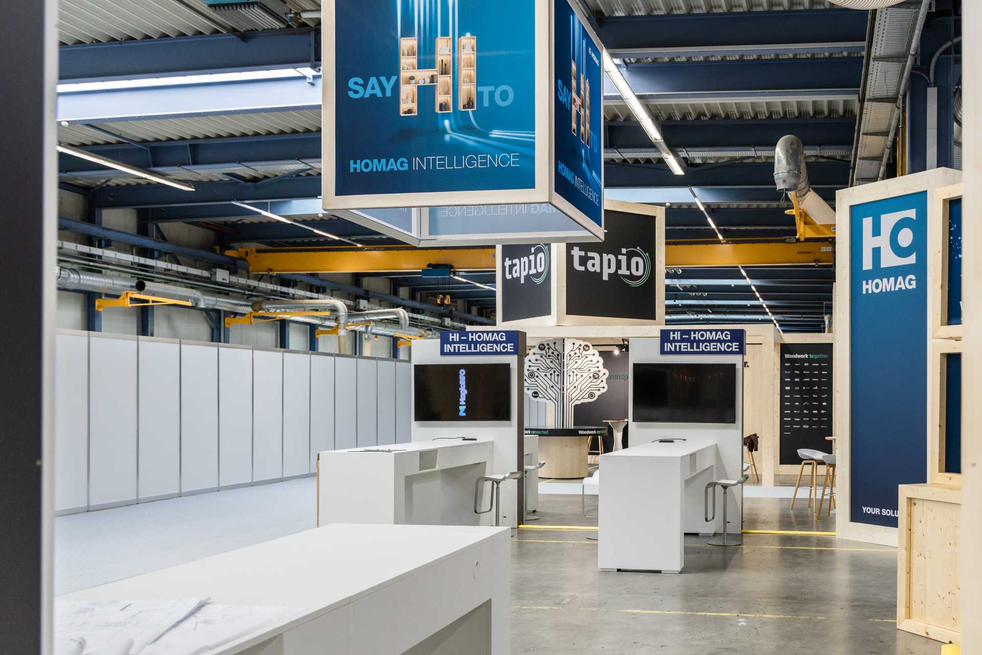 Interaktive Info-Cables und tapio Partner-Display auf dem HOMAG Treff 2026 von Raumtechnik.